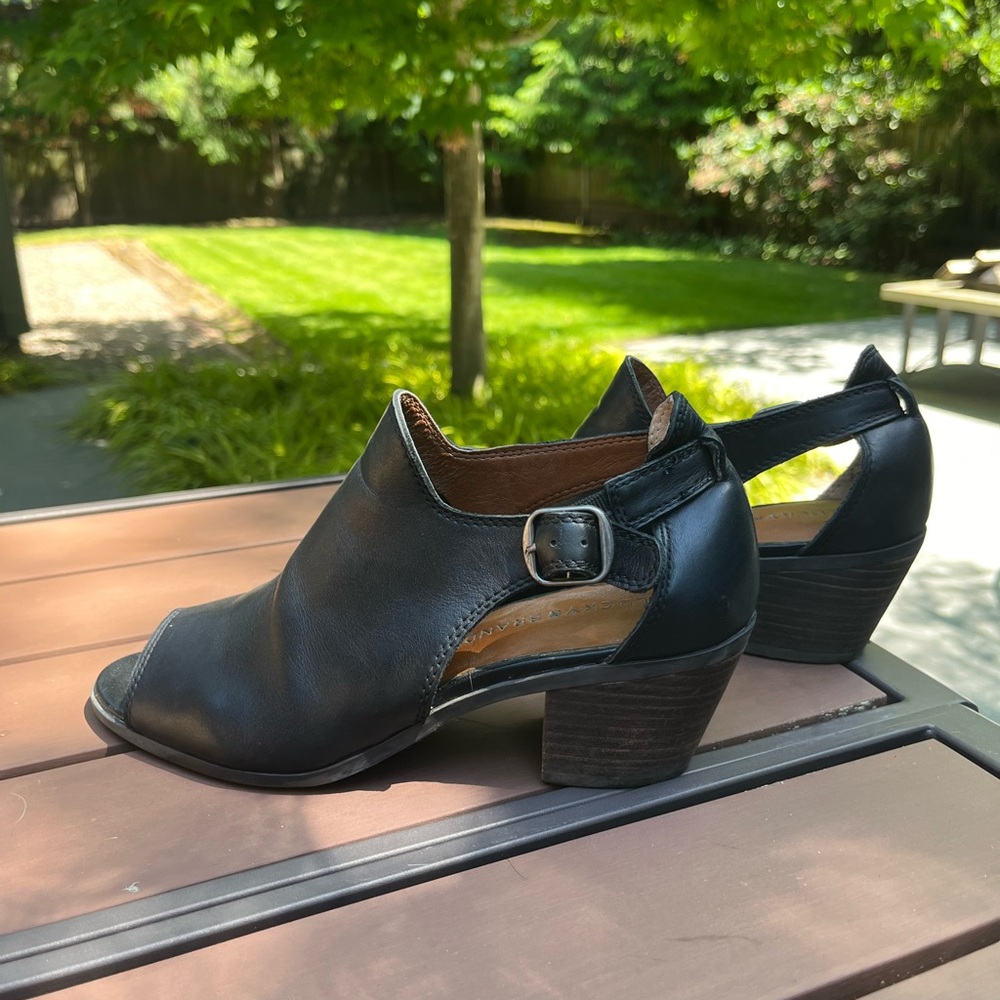 Lucky Brand Black Open Ankle Boots - Womens 7M, GUC